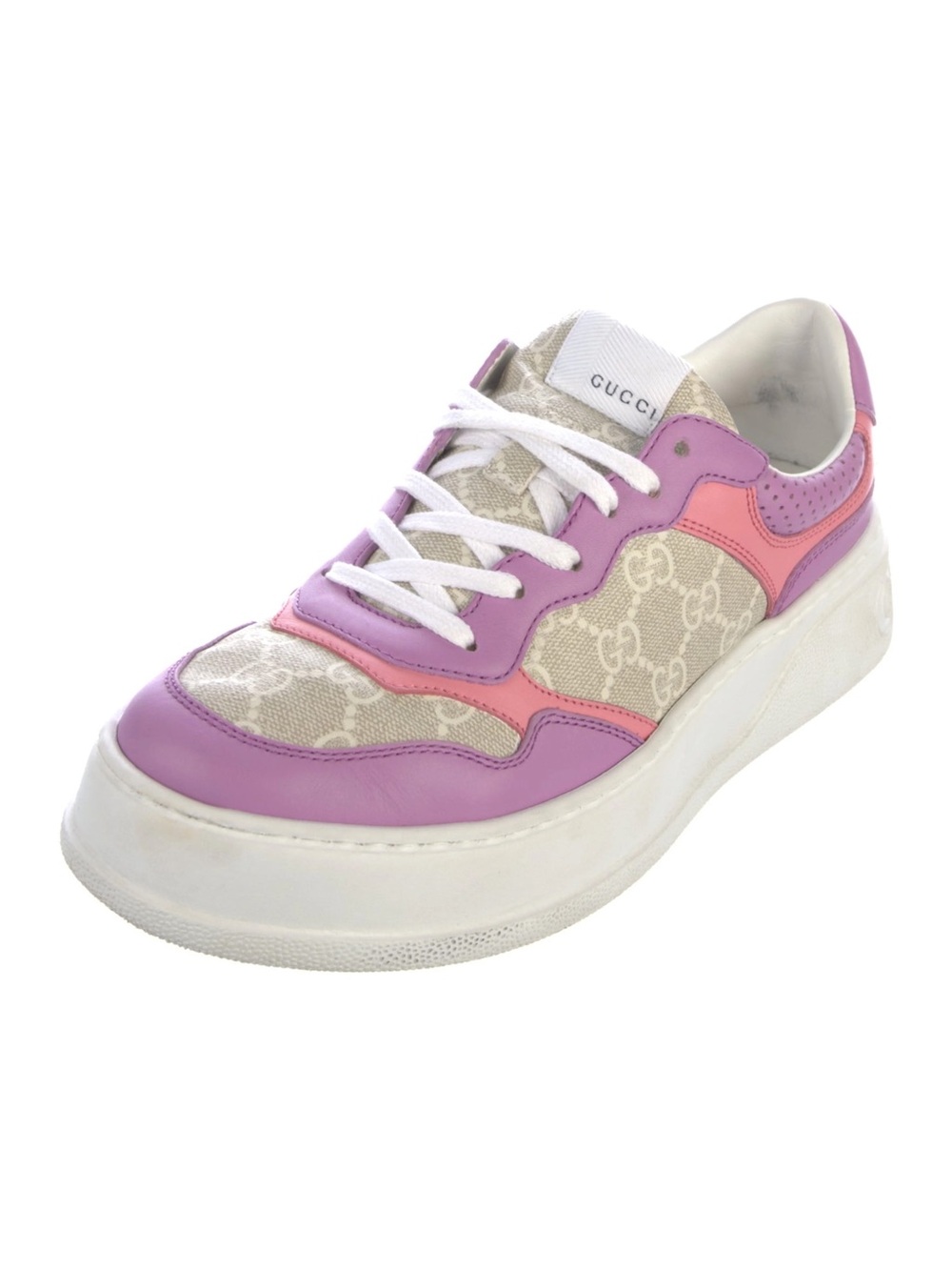 Gucci Lavender and Pink GG Canvas Low-Top Sneaker
